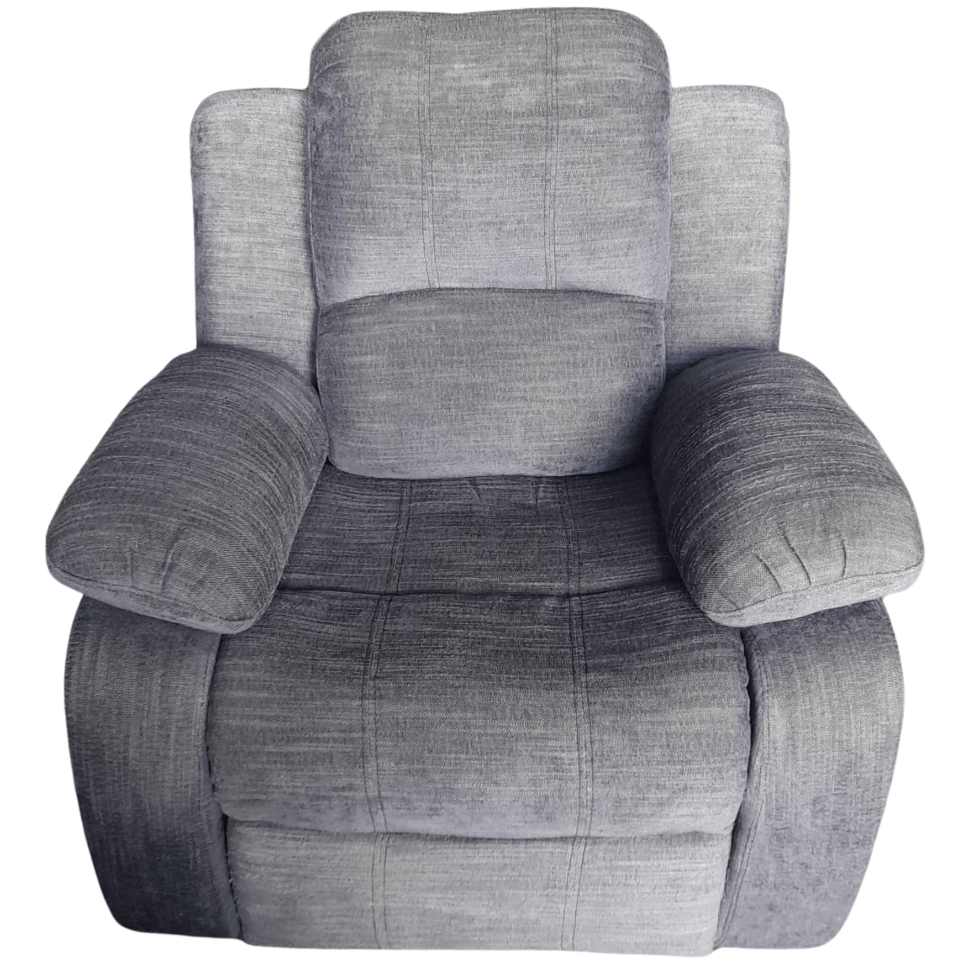 Gray recliner chair on a white background