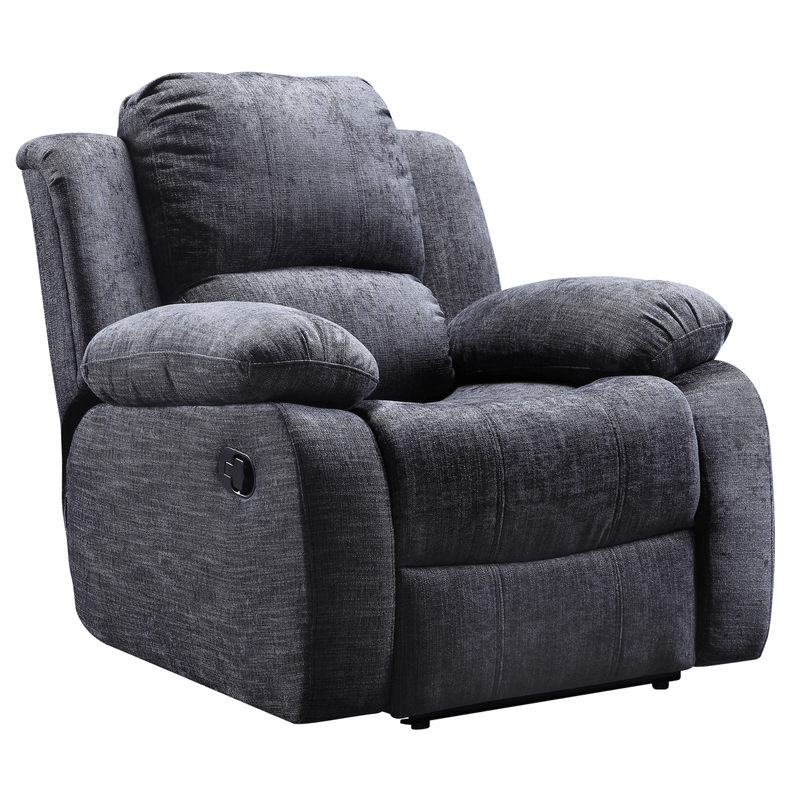 Gray recliner chair on a white background