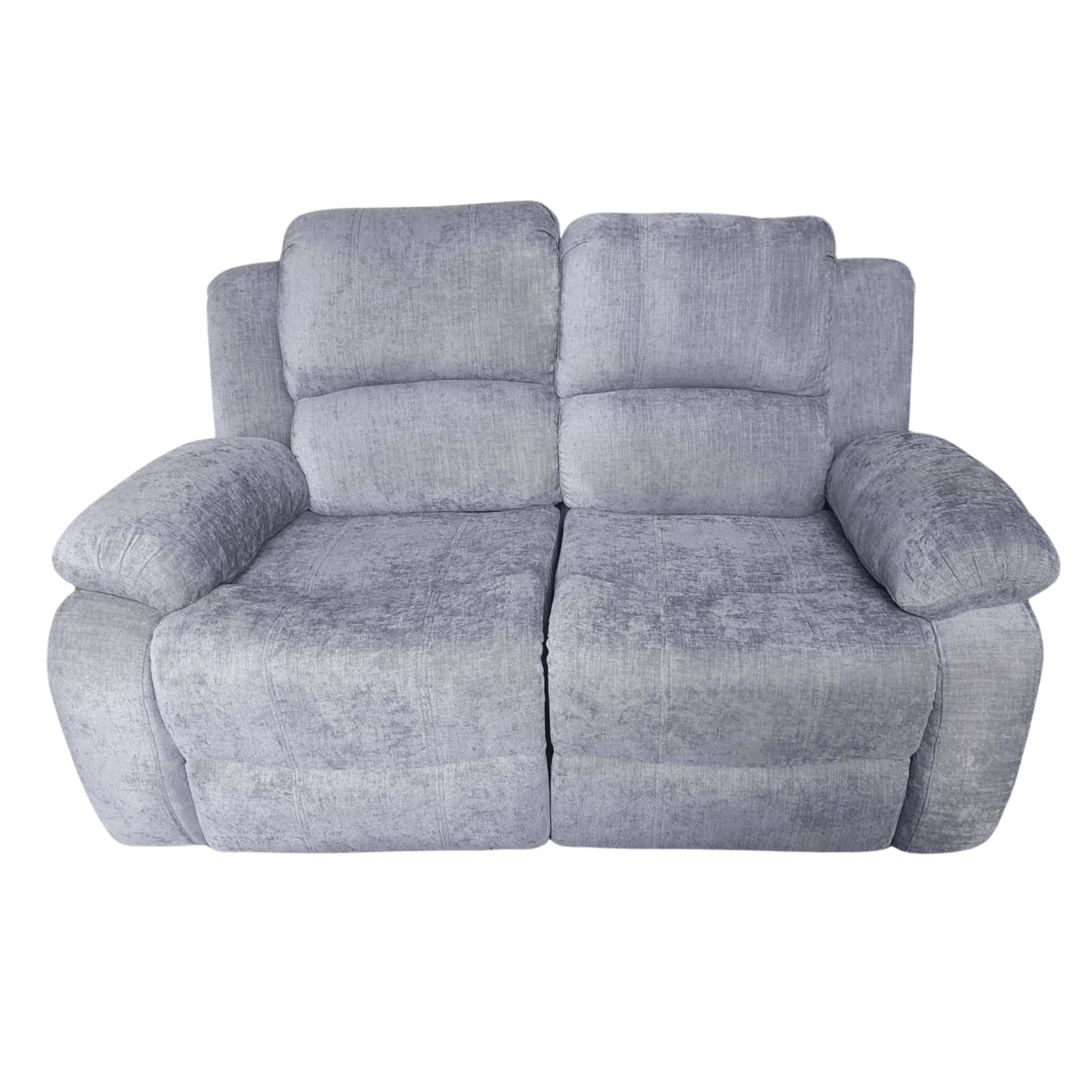 Gray fabric reclining sofa on a white background