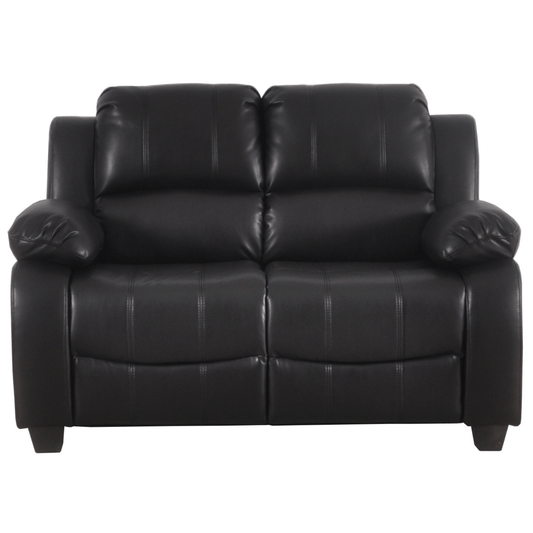 Black leather sofa on a white background