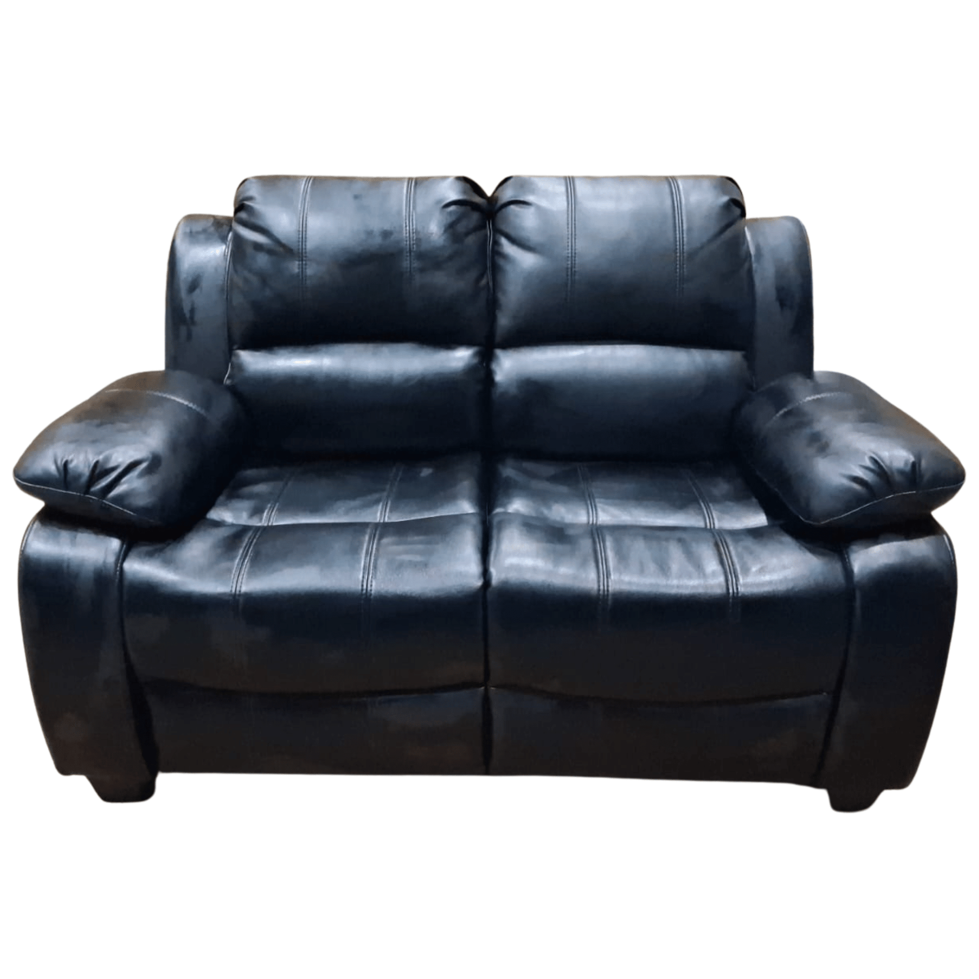 Black leather sofa on a white background