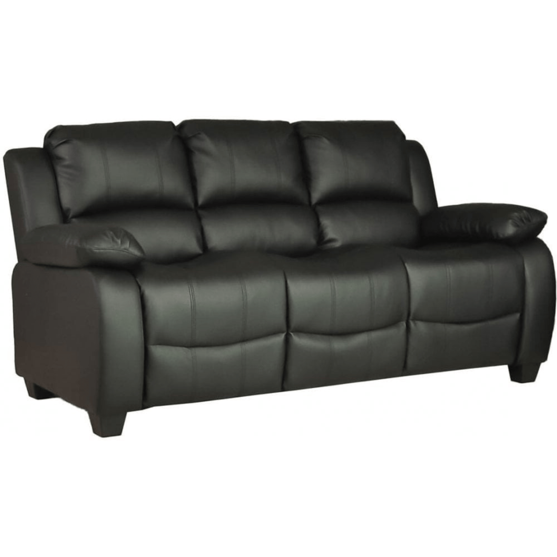 Outlet Valerie Leather Black 3 Seater Sofa - Furniture Instore 