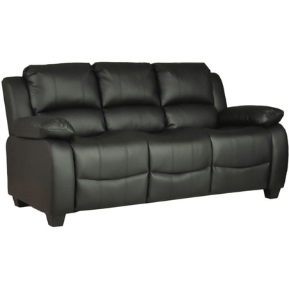 Outlet Valerie Leather Black 3 Seater Sofa - Furniture Instore 