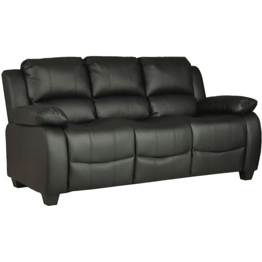 Outlet Valerie Leather Black 3 Seater Sofa - Furniture Instore 