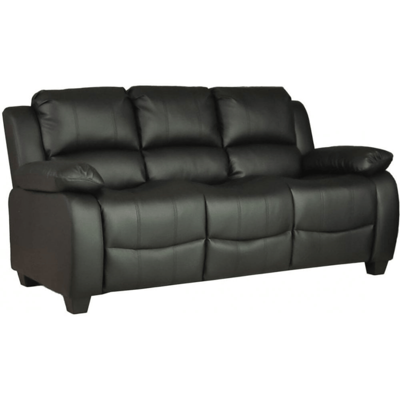 Outlet Valerie Leather Black 3 Seater Sofa - Furniture Instore 