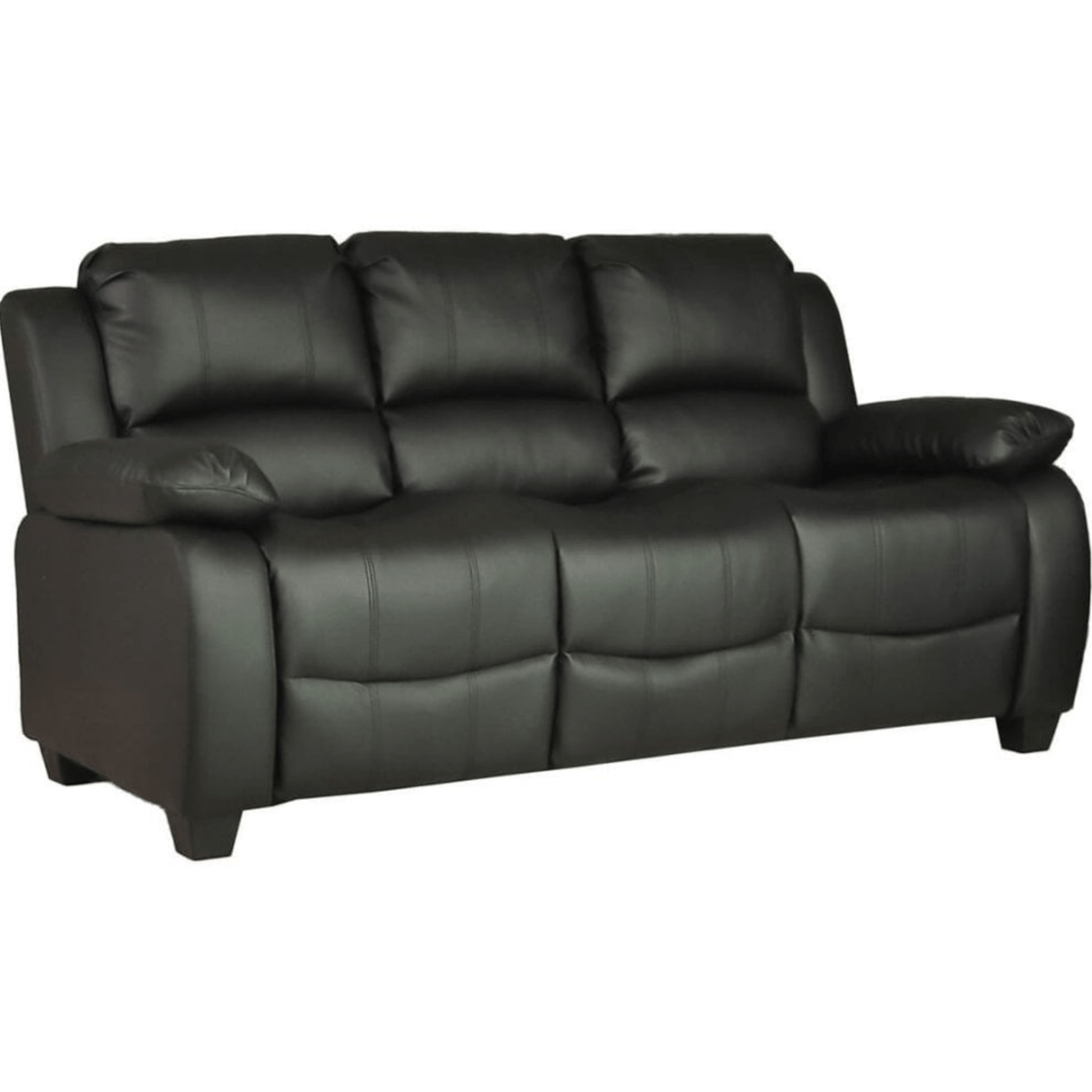 Black leather sofa on a white background