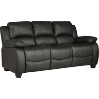 Black leather sofa on a white background