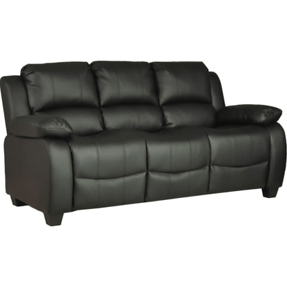 Black leather sofa on a white background