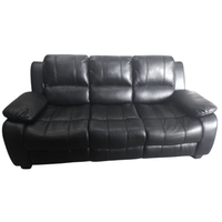 Outlet Valerie Leather Black 3 Seater Sofa - Furniture Instore 