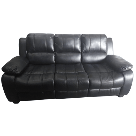 Outlet Valerie Leather Black 3 Seater Sofa - Furniture Instore 