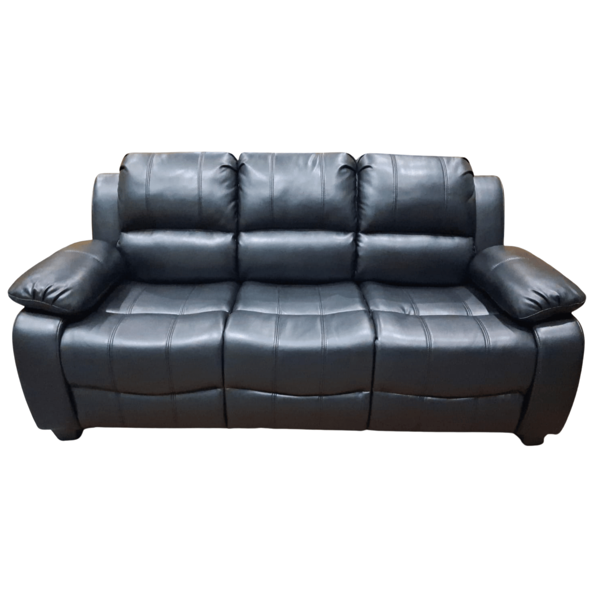 outlet black leather sofa on a white background 