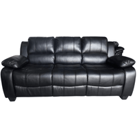 Black leather sofa on a white background
