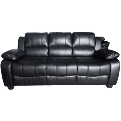 Black leather sofa on a white background