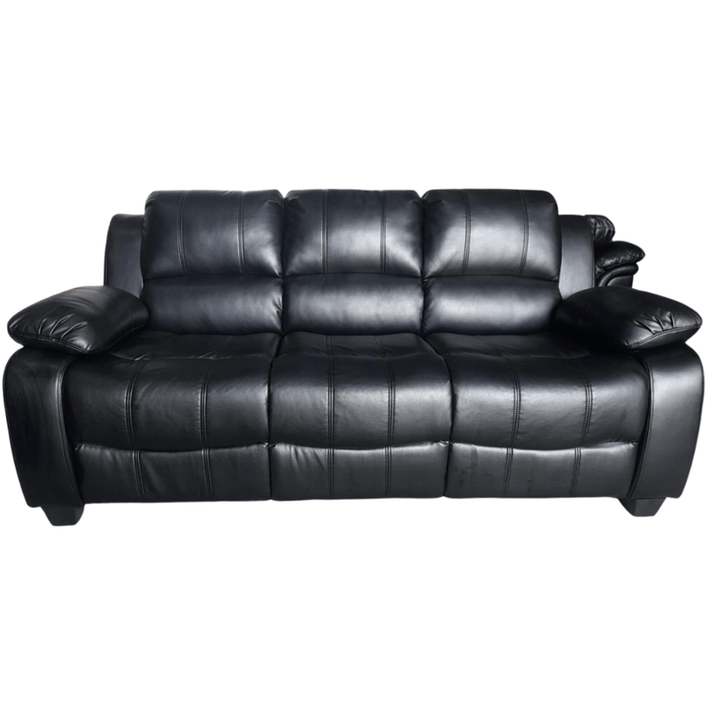 Black leather sofa on a white background