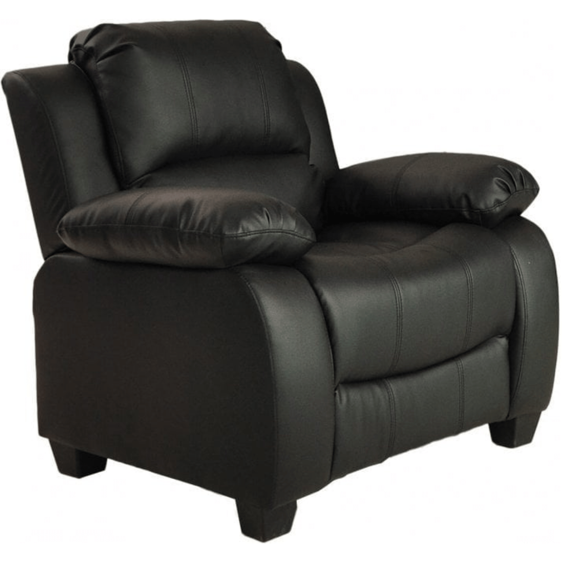 Black leather recliner chair on a white background