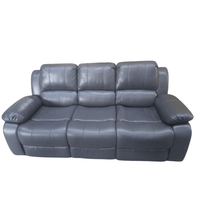 Modern Valerie 3-seater sofa in grey leather finish, set against a white background
