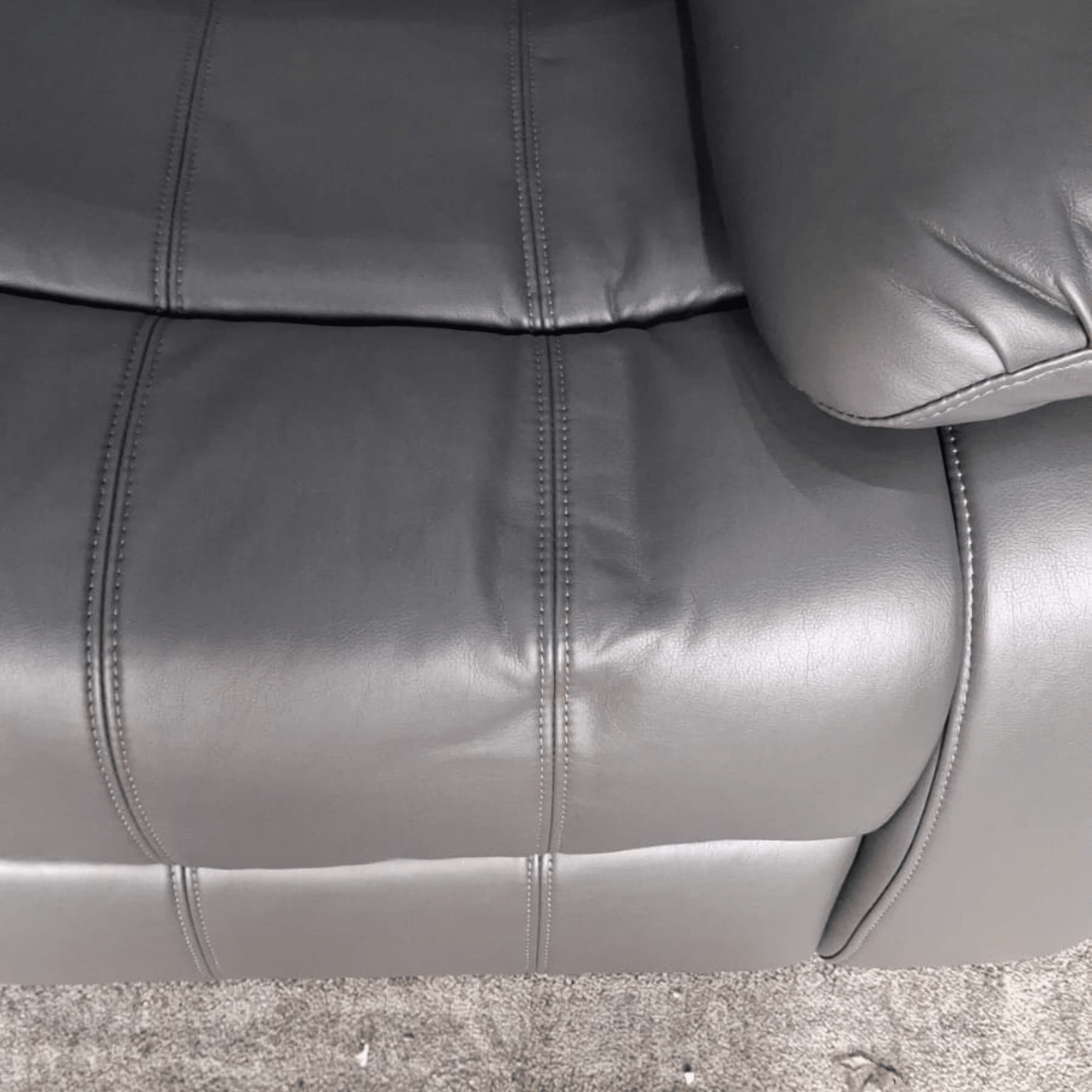 Outlet Valerie Grey Leather 3 Seater Sofa - Furniture Instore