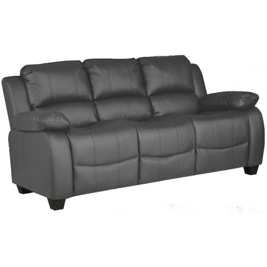 Valerie grey leather 3 seater-sofa with sleek modern design, displayed on a white background