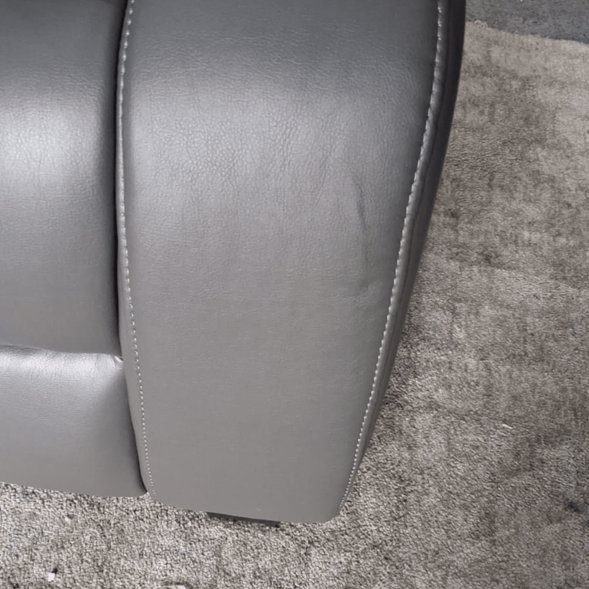 Outlet Valerie Grey Leather 3 Seater Sofa - Furniture Instore