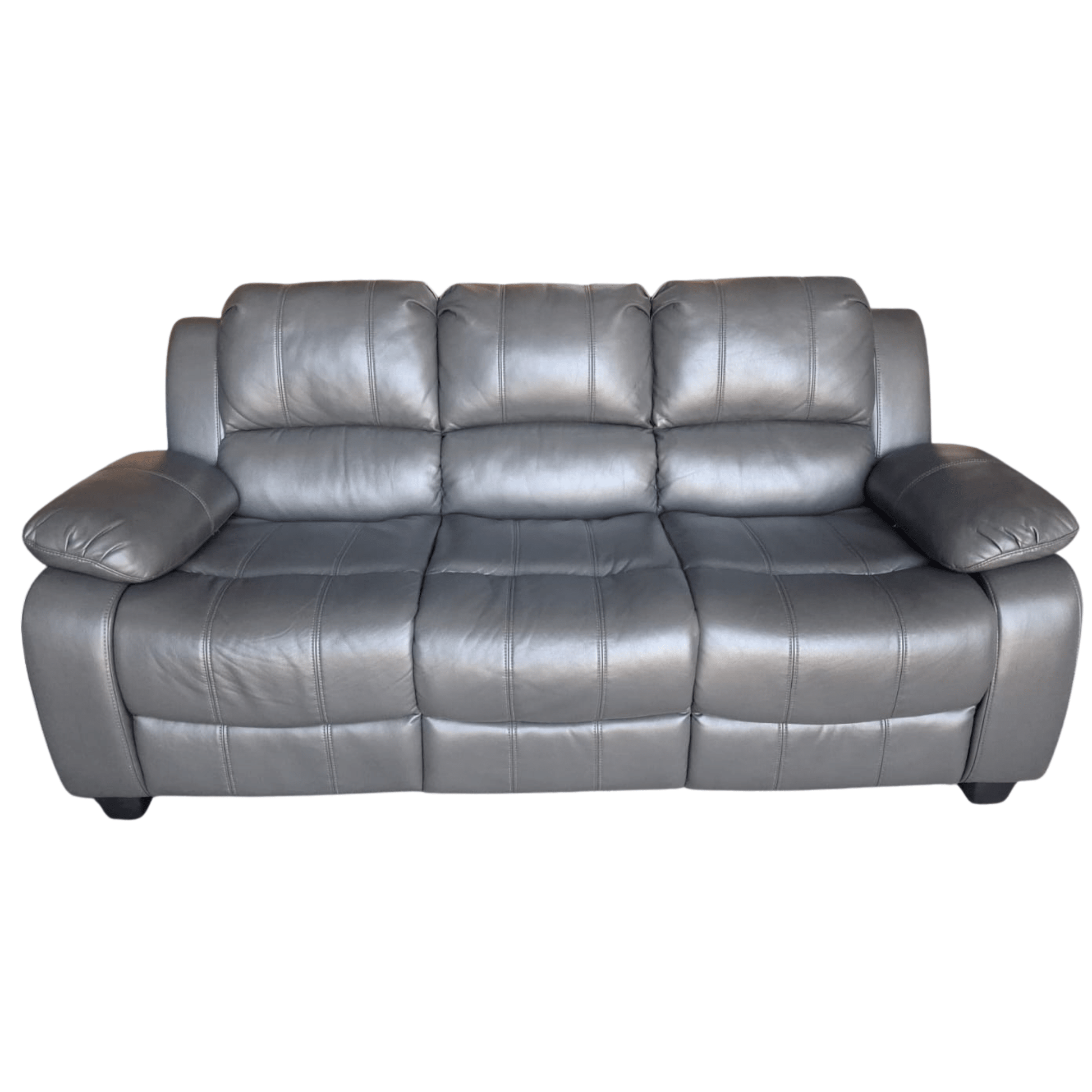 Outlet Valerie Grey Leather 3 Seater Sofa - Furniture Instore
