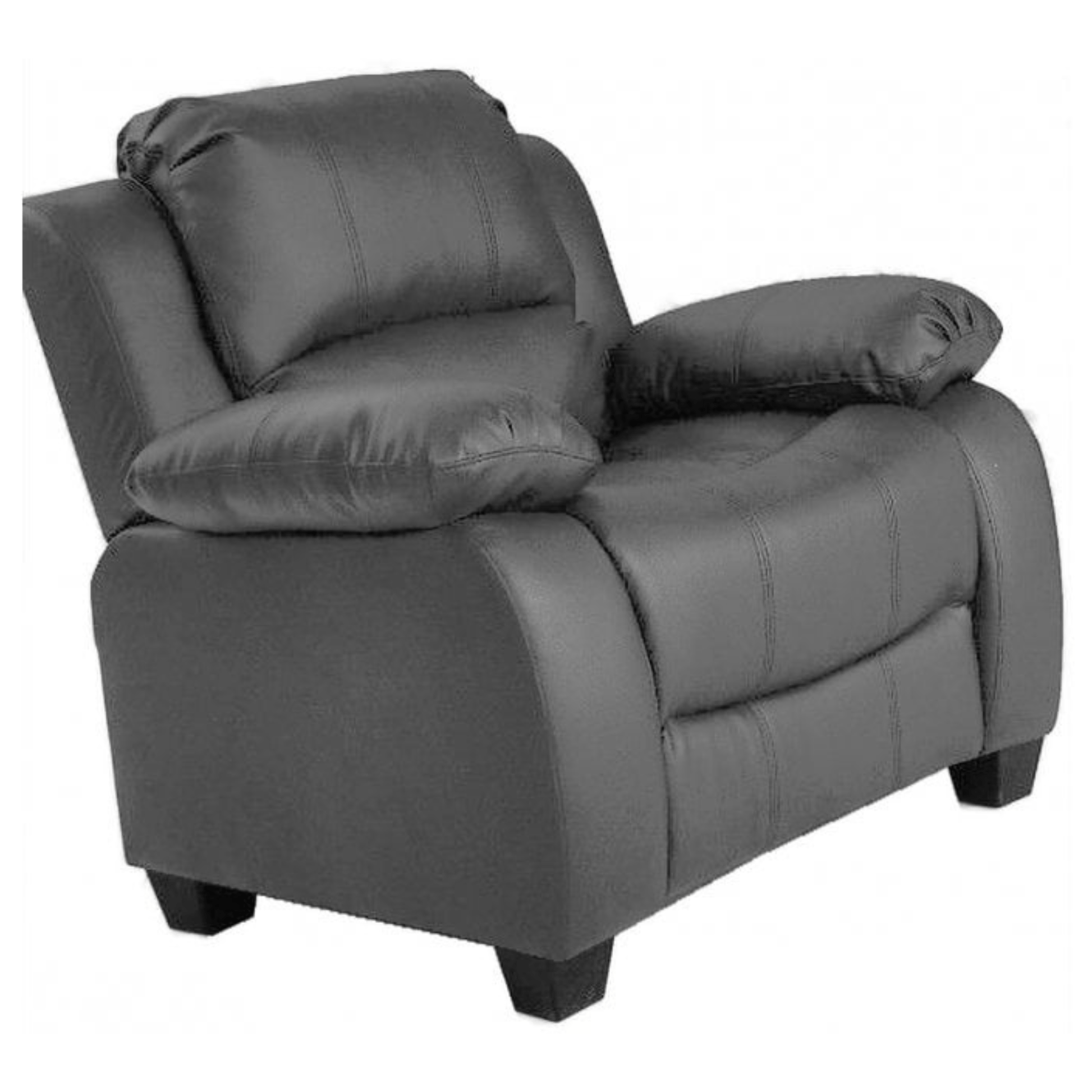 Valerie grey leather armchair with modern design, displayed on a white background