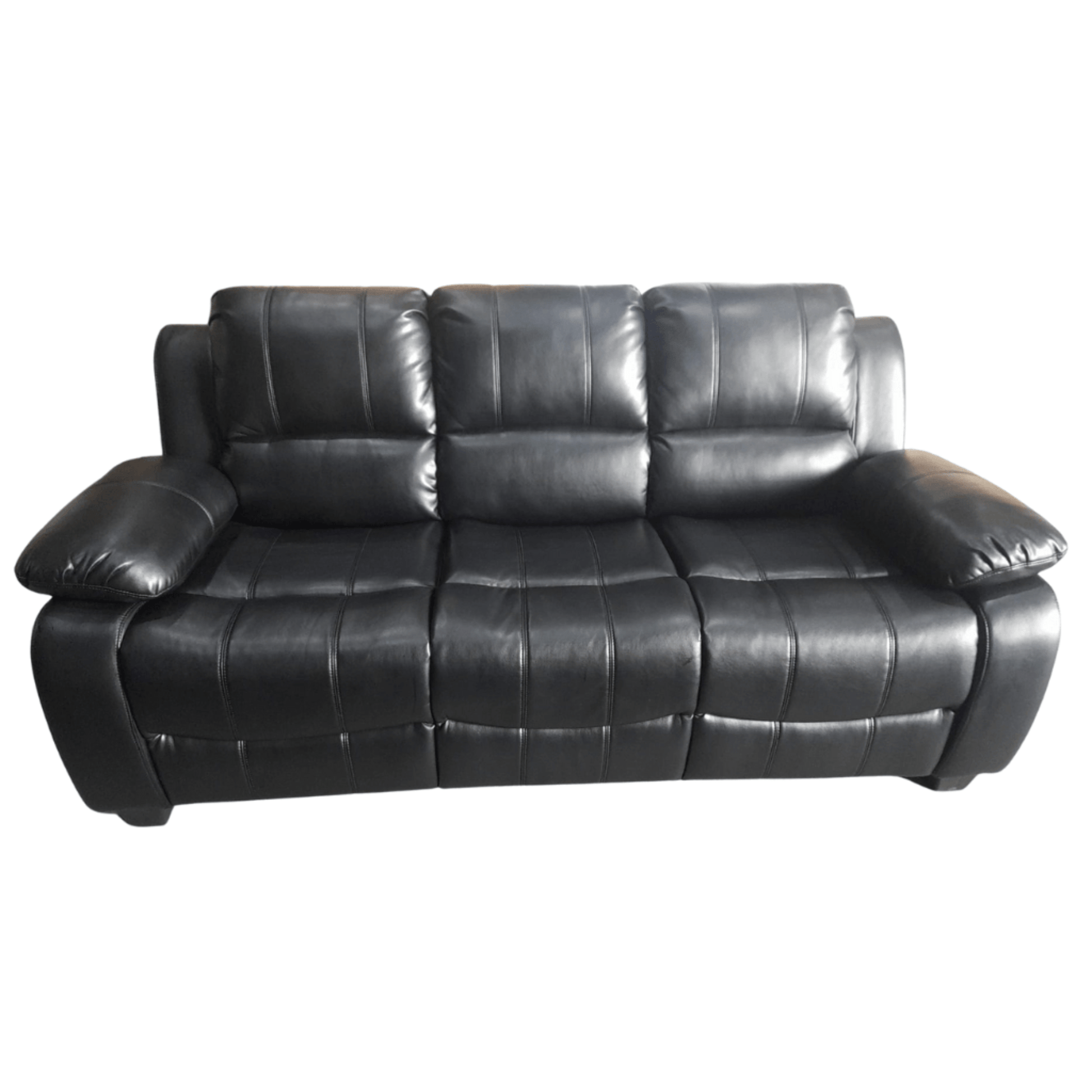 Outlet Valerie Premium Black Leather 3 Seater Sofa - Furniture Instore
