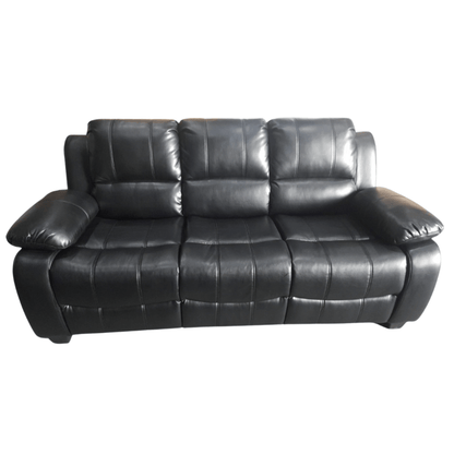 Outlet Valerie Premium Black Leather 3 Seater Sofa - Furniture Instore