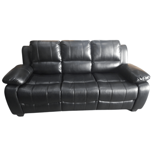 Outlet Valerie Premium Black Leather 3 Seater Sofa - Furniture Instore