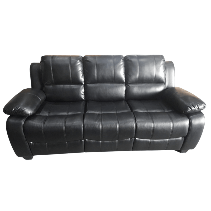 Outlet Valerie Premium Black Leather 3 Seater Sofa - Furniture Instore