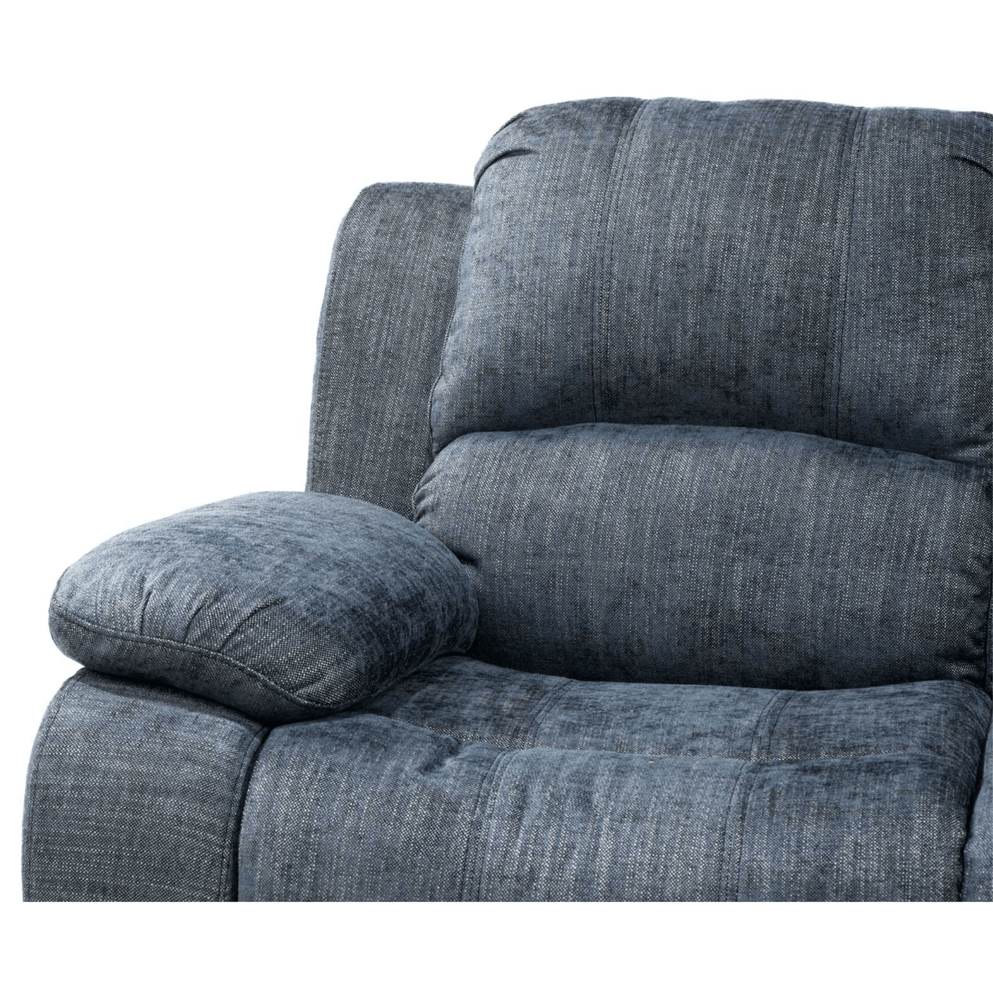 Gray fabric recliner chair on a white background
