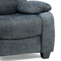 Gray upholstered chair with a textured fabric finish on a white background