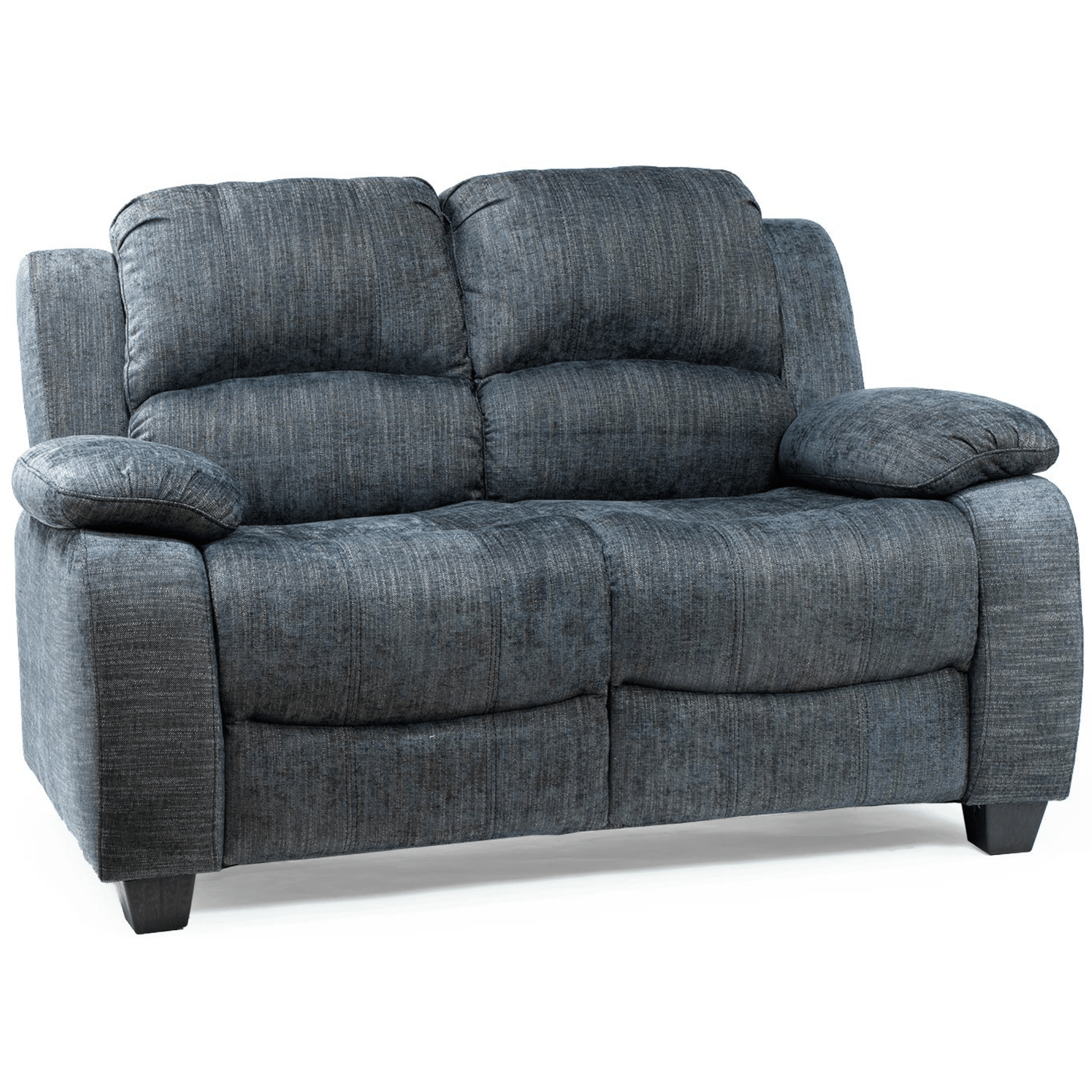 Blue fabric sofa on a white background