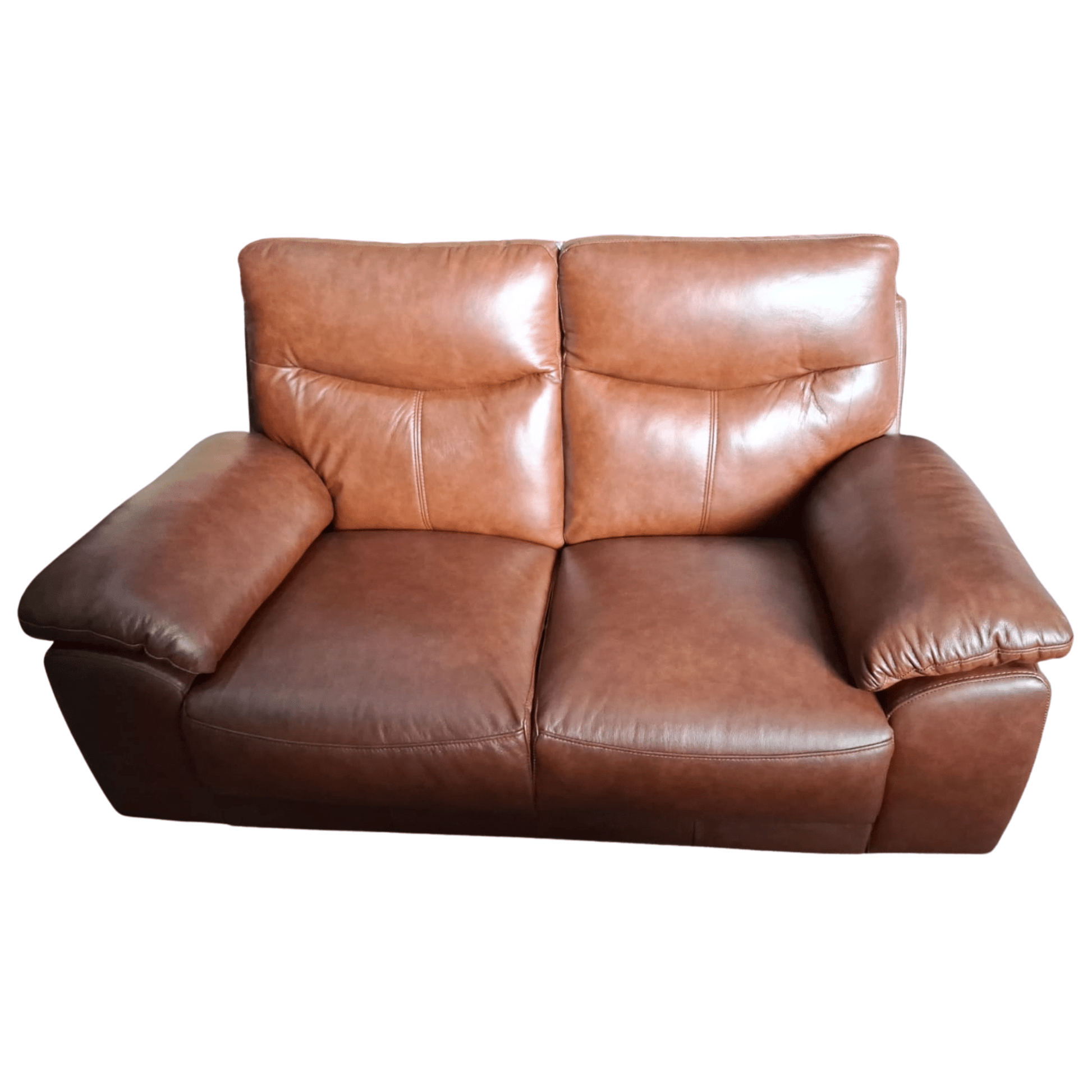 Outlet Vantage Genuine Leather Tan 2 Seater Sofa - Furniture Instore