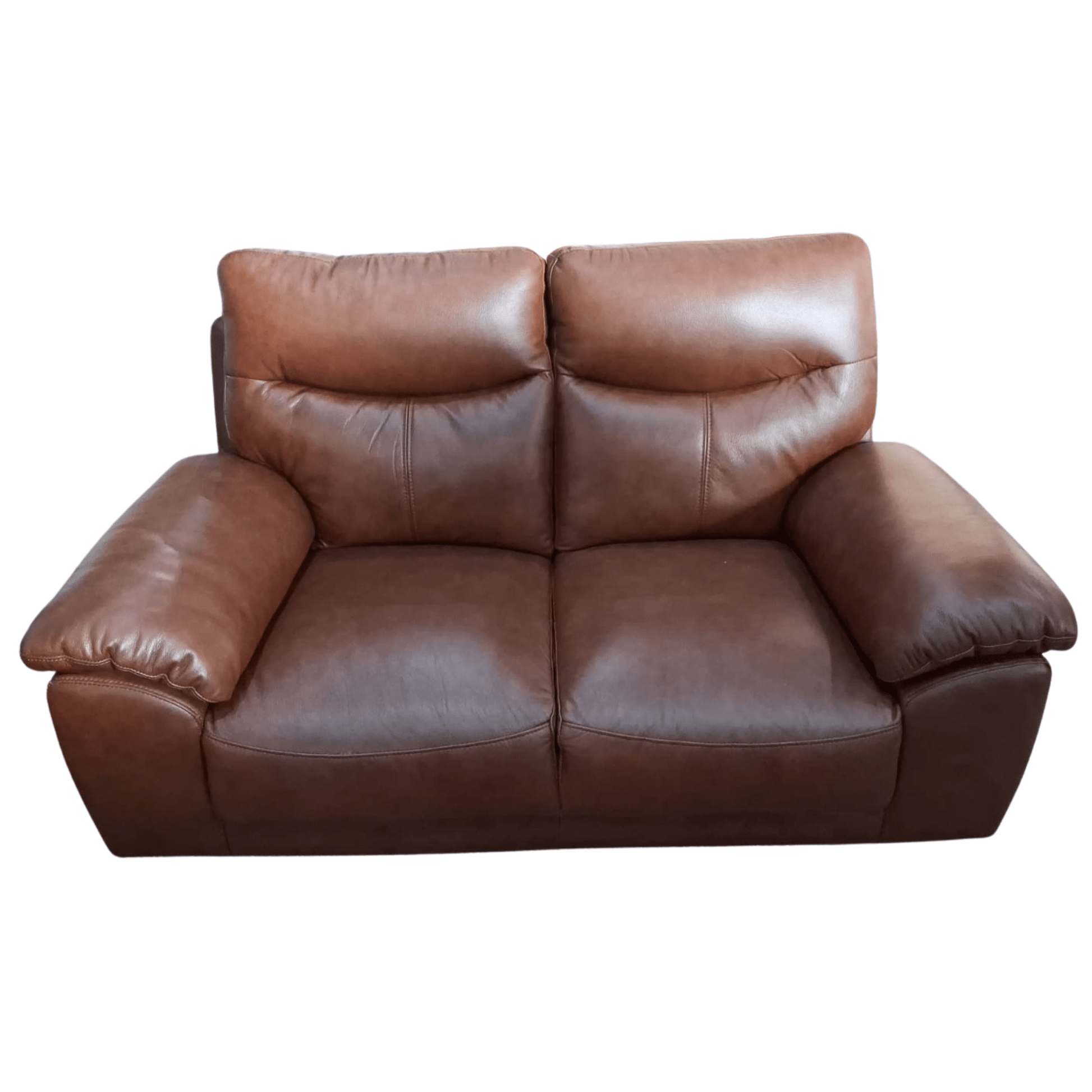 Outlet Vantage Genuine Leather Tan 2 Seater Sofa - Furniture Instore