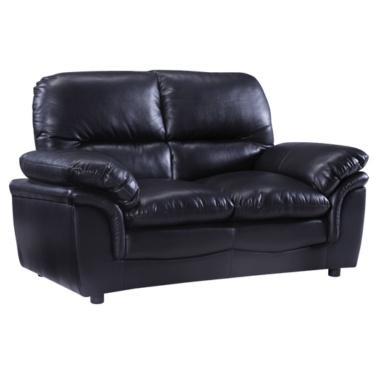Black leather sofa on a white background