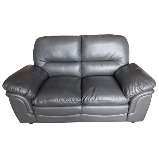 Outlet Verona Grey Leather 2 Seater Sofa - Furniture Instore