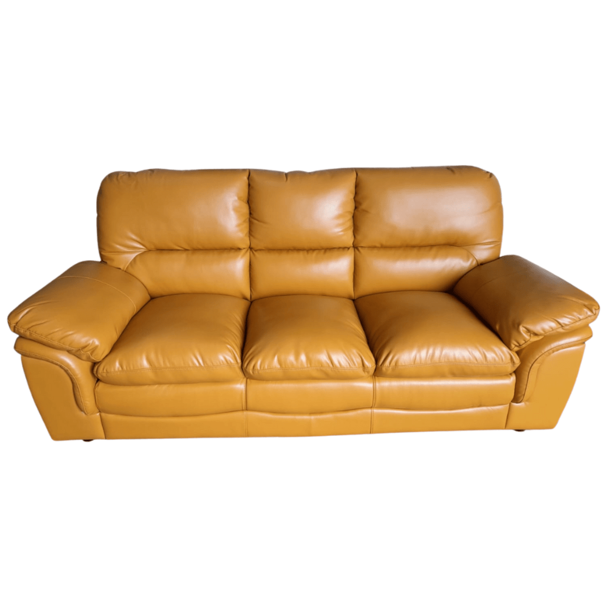 Yellow leather sofa on a white background