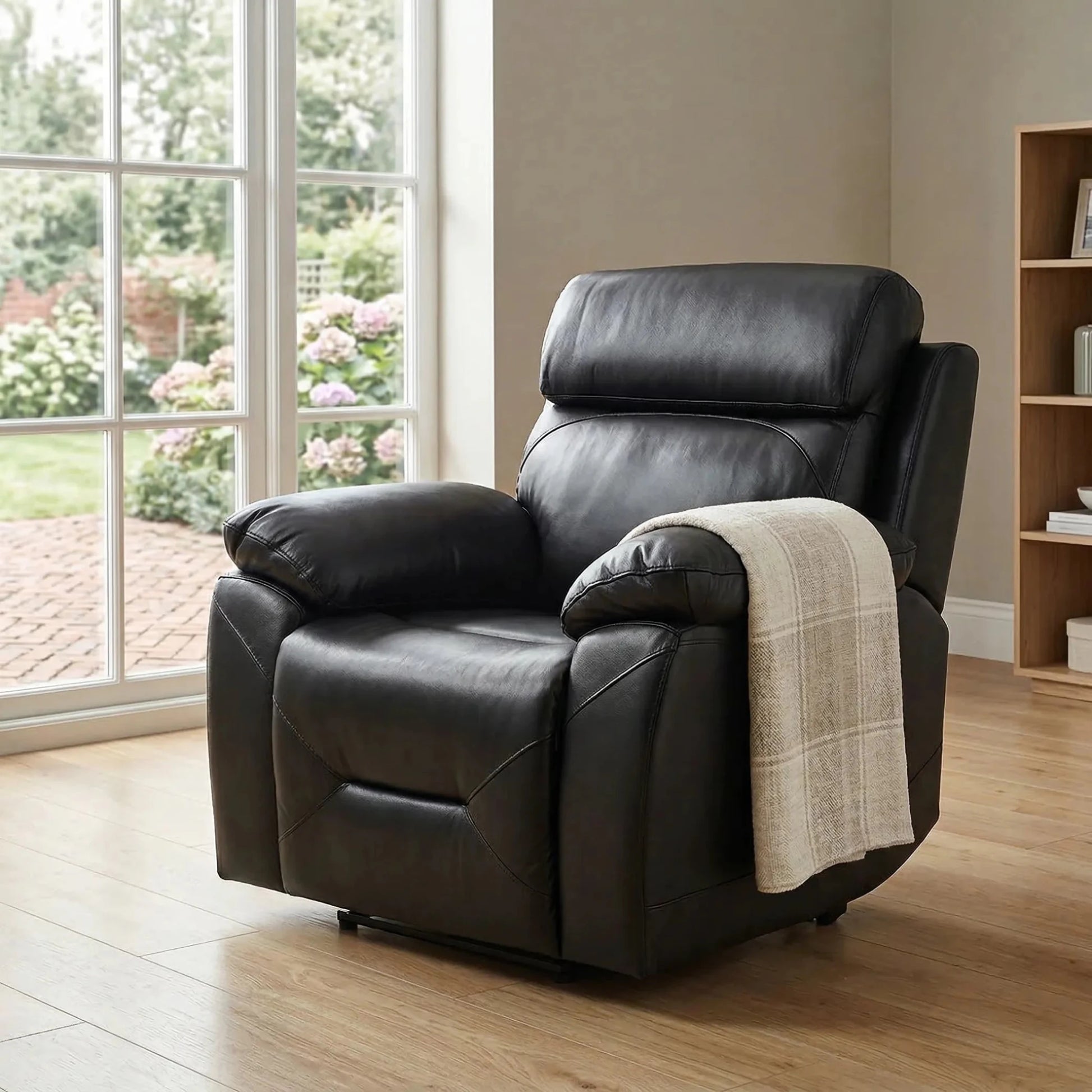 Renato Black Leather Electric Recliner Chair - Furniture Instore