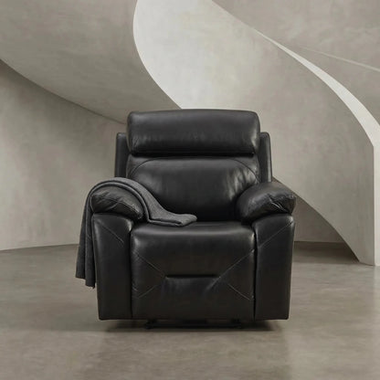 Renato Black Leather Electric Recliner Chair - Furniture Instore