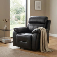 Renato Black Leather Electric Recliner Chair - Furniture Instore