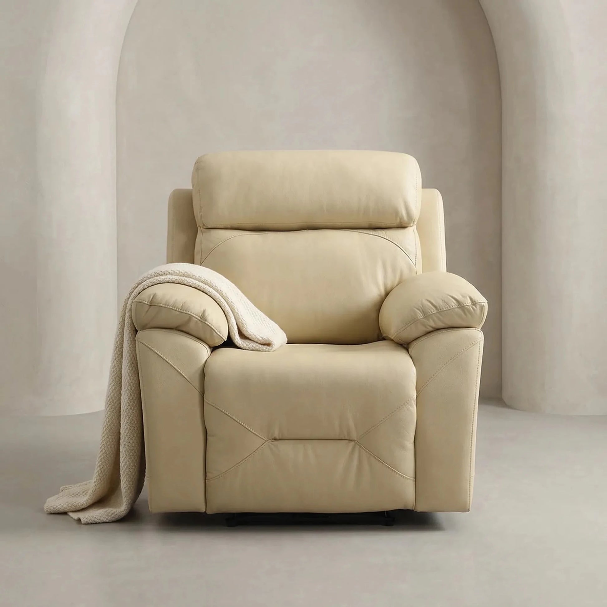Renato Cream Leather Power Recliner Chair - Furniture Instore