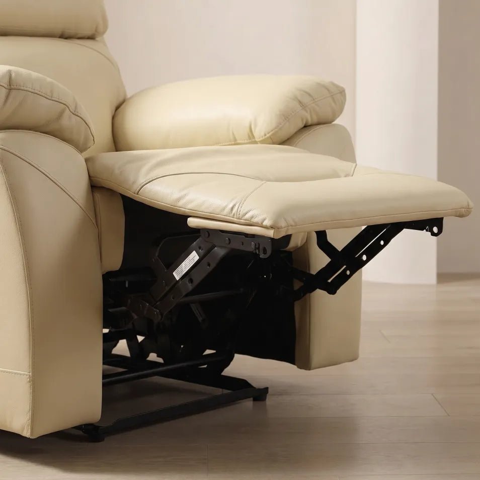 Renato Cream Leather Power Recliner Chair - Furniture Instore