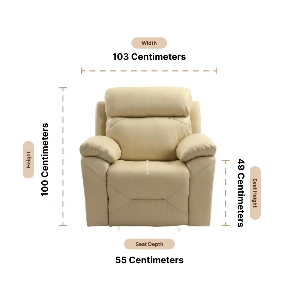 Renato Cream Leather Power Recliner Chair - Furniture Instore