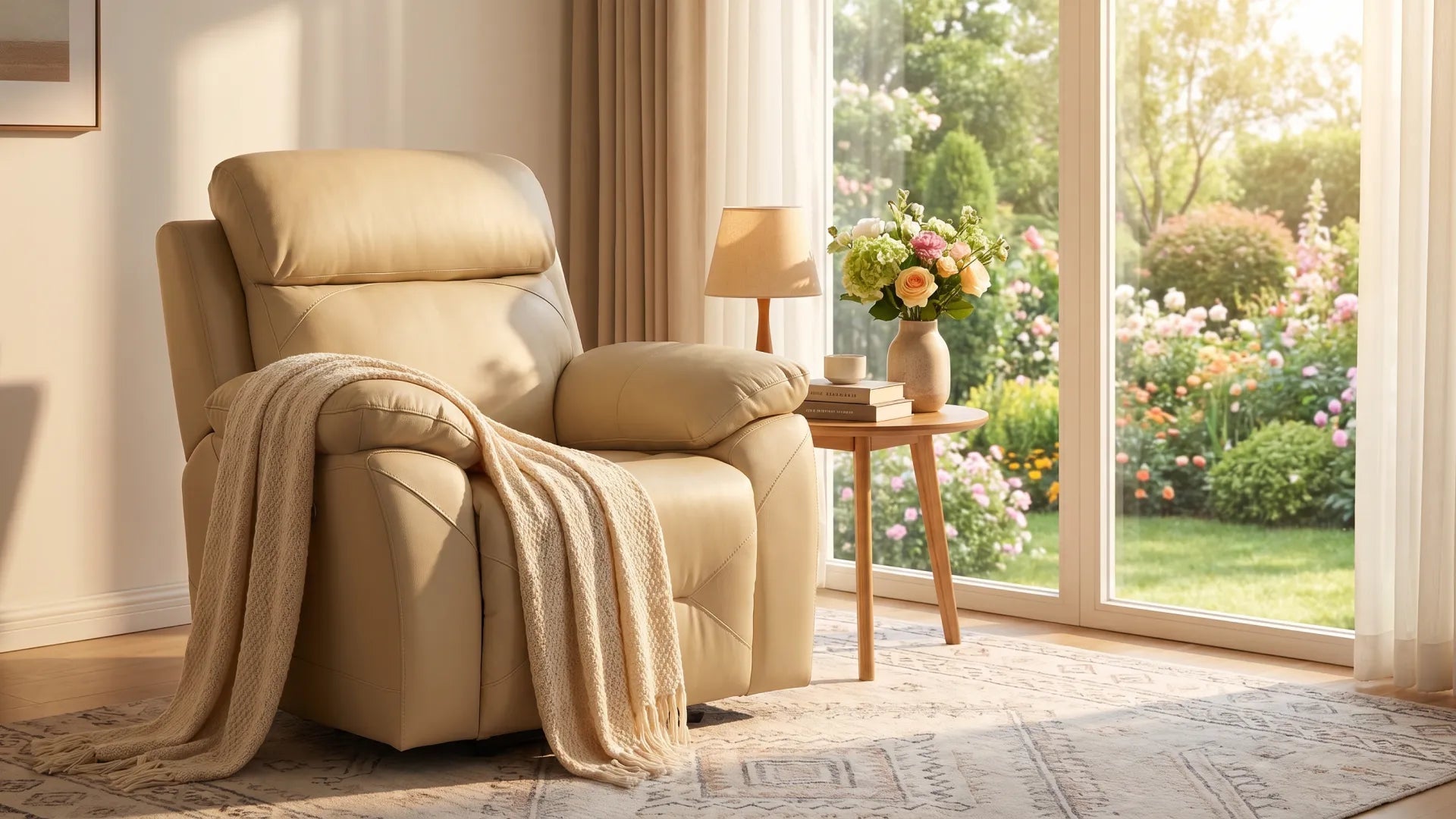 Renato Cream Leather Power Recliner Chair - Furniture Instore