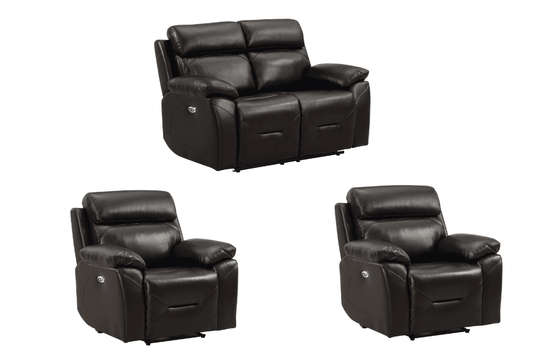 Renato Genuine Leather Black Electric Power Recliner 2+1+1 Seater Sofa Set
