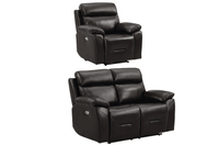 Renato Genuine Leather Black Electric Power Recliner 2+1 Seater Sofa Set