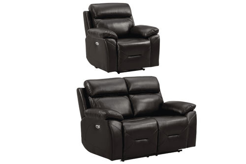 Renato Genuine Leather Black Electric Power Recliner 2+1 Seater Sofa Set