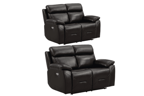 Renato Genuine Leather Black Electric Power Recliner 2+2 Seater Sofa Set