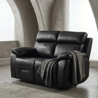 Renato Genuine Leather Black Electric Power Recliner 2 Seater - Furniture Instore