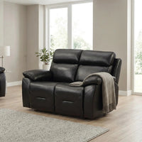 Renato Genuine Leather Black Electric Power Recliner 2 Seater - Furniture Instore